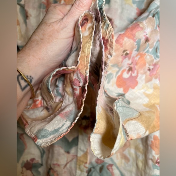 Ralph Lauren Green Label Floral Print Linen Button Down Shirt Tunic large XL - Picture 6 of 8